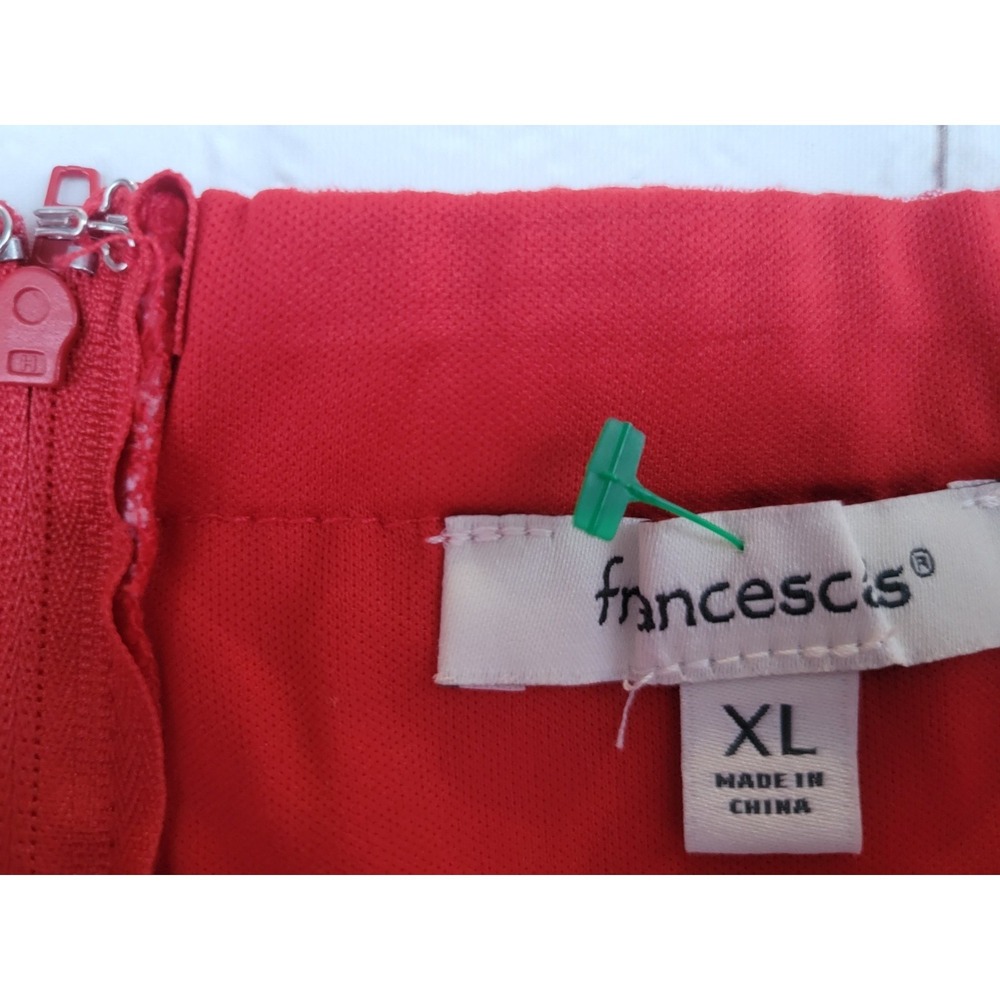 Francesca's Red White Gingham Strapless Bow Front Romper XL Womens Summer Picnic - Picture 4 of 5